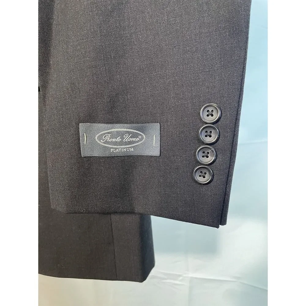 NWT Pronto Uomo Platinum 42R Gray 100%‎ Wool 2Btn Notched Lapel Blazer